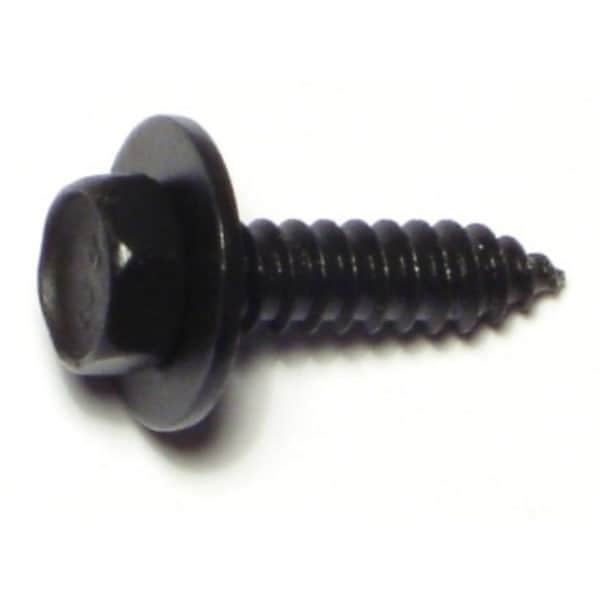 Midwest Fastener Sheet Metal Screw, M6.30 x 25 mm, Black Oxide Steel Flange Hex Head External Hex Drive, 10 PK 72146 - main
